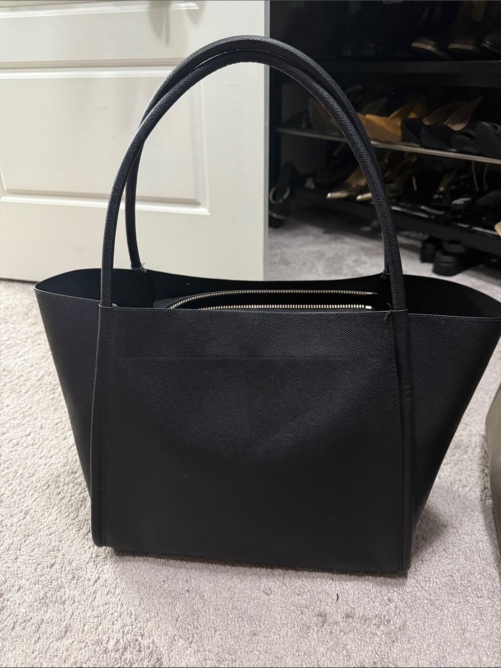 Classic Black Tote Bag with Zip Pouch